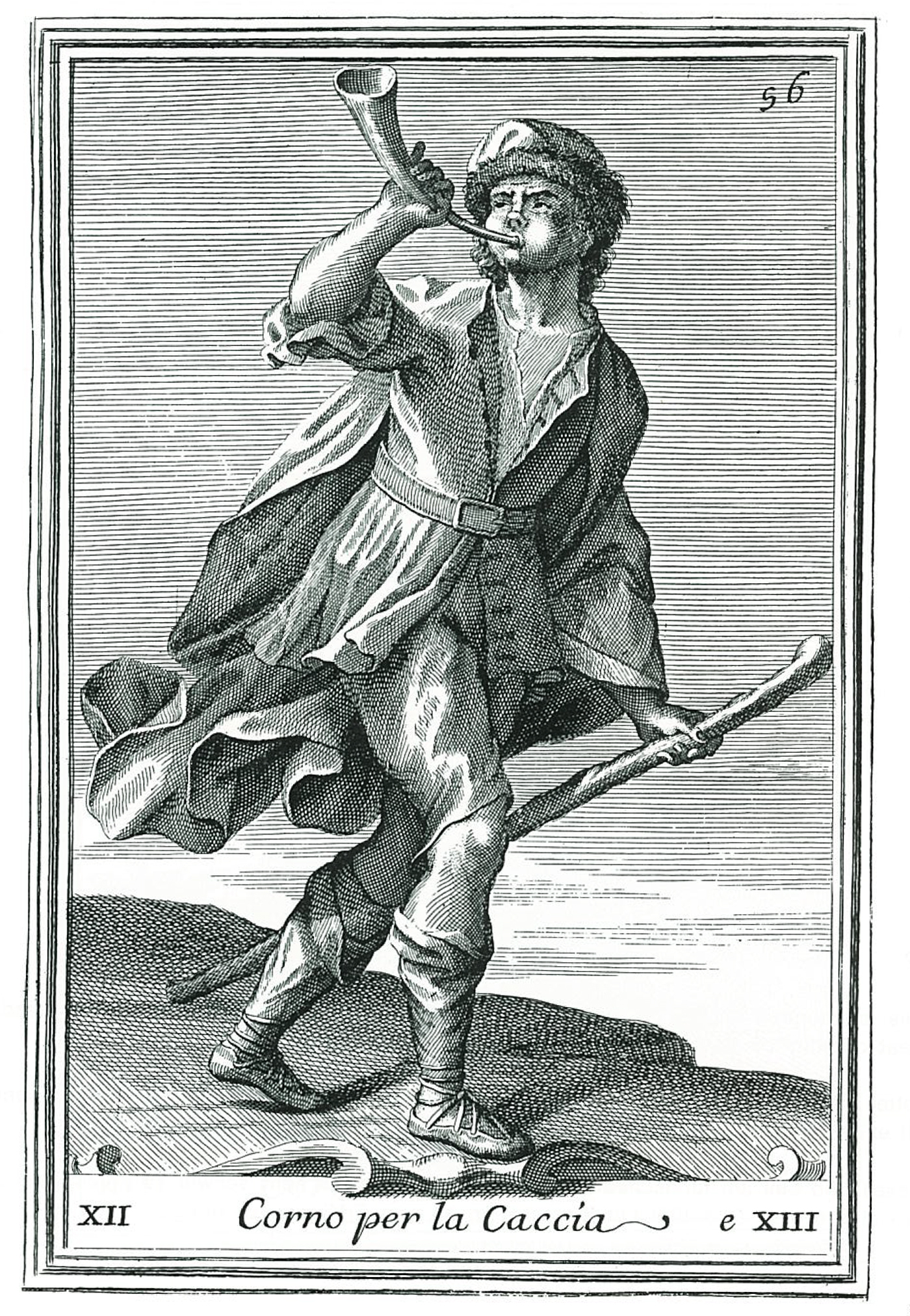 D'après Bonanni, ce petit cor de chasse — qui est en fait un cor d'appel de berger — a été employé par Romulus pour rass...