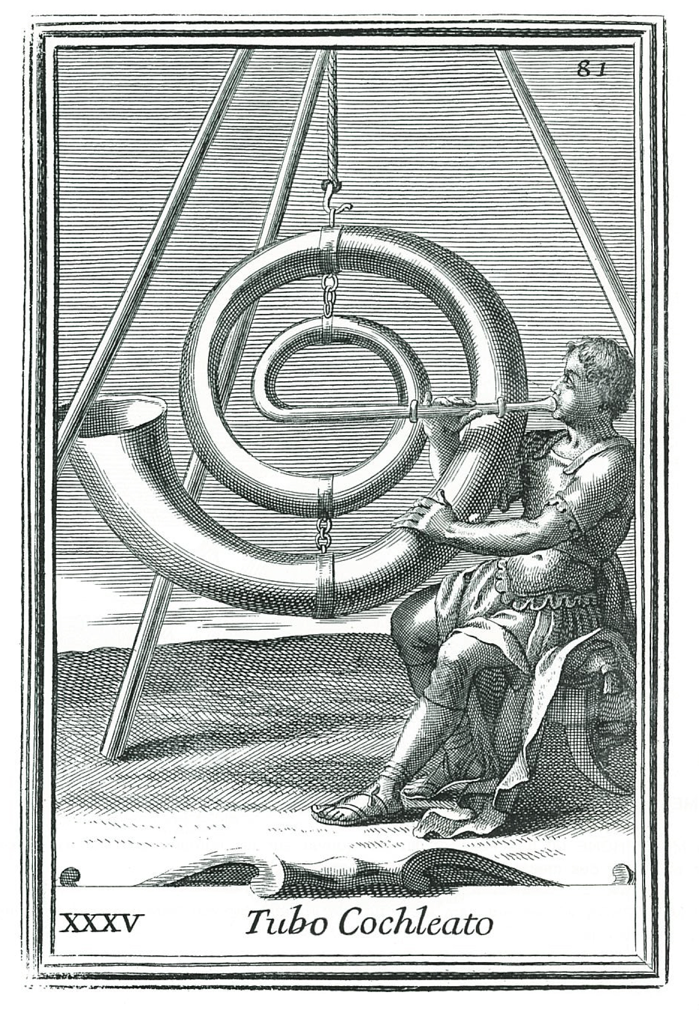 Un amplificateur de voix imaginaire. Kircher supposait qu'un large tube elliptique amplifierait considérablement le son...