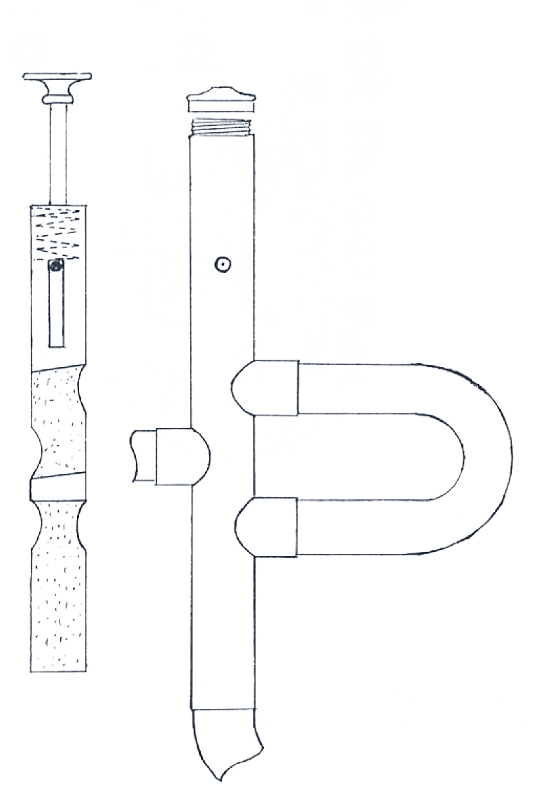 Drawing 1Stölzel’s sliding valve (Stopfer or Schubventil), patent 1818. In grey: sections conducting air.
