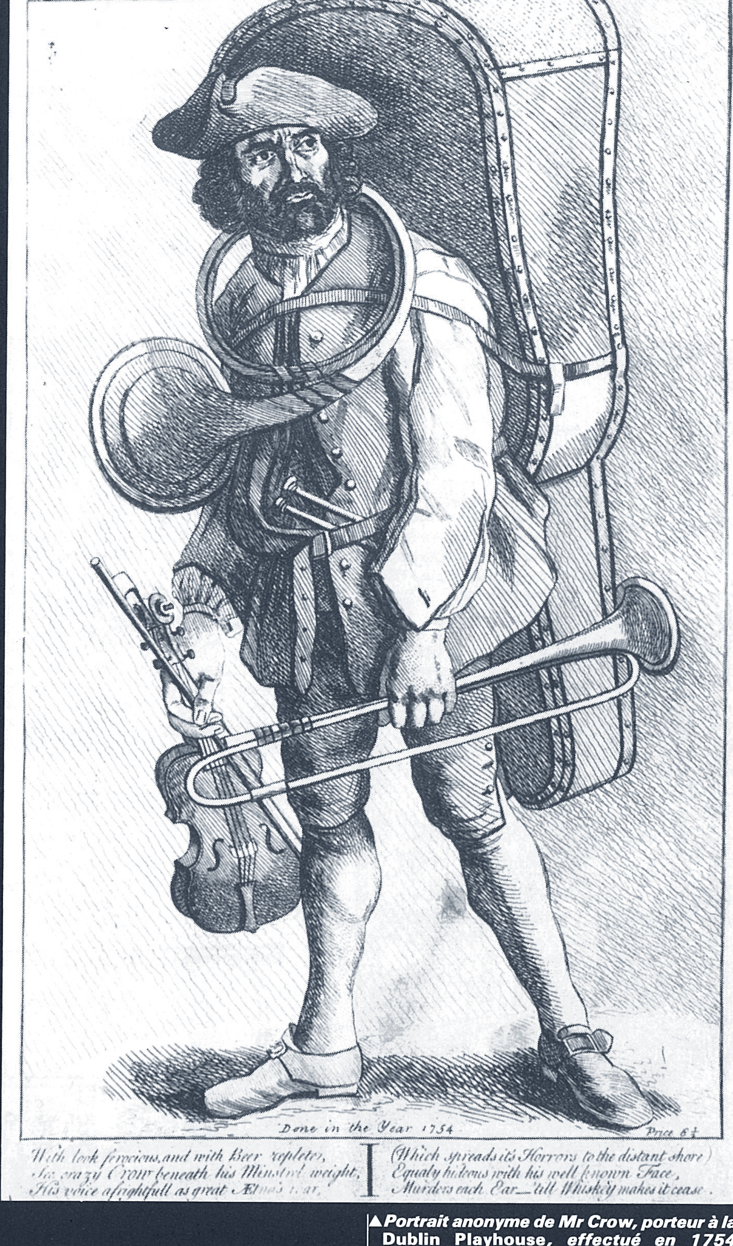 Anonymous, Portrait of Mr. Crow, Porter to the Dublin Playhouse, “Done in the Year 1754”.
