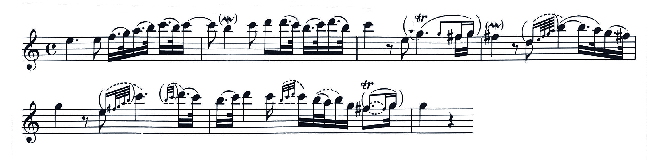 Example 4G.Ph. Telemann, Concerto, Largo, in D bars 3-8.