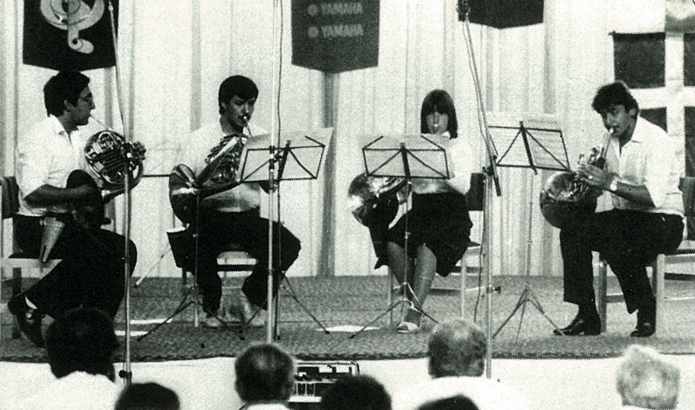 Le Quatuor de cors de l’Académie de Musique de Budapest — 2e prix.Tamas Csurgo, Laszlo Kreka, Eniko Fojto, Zoltan Varga.