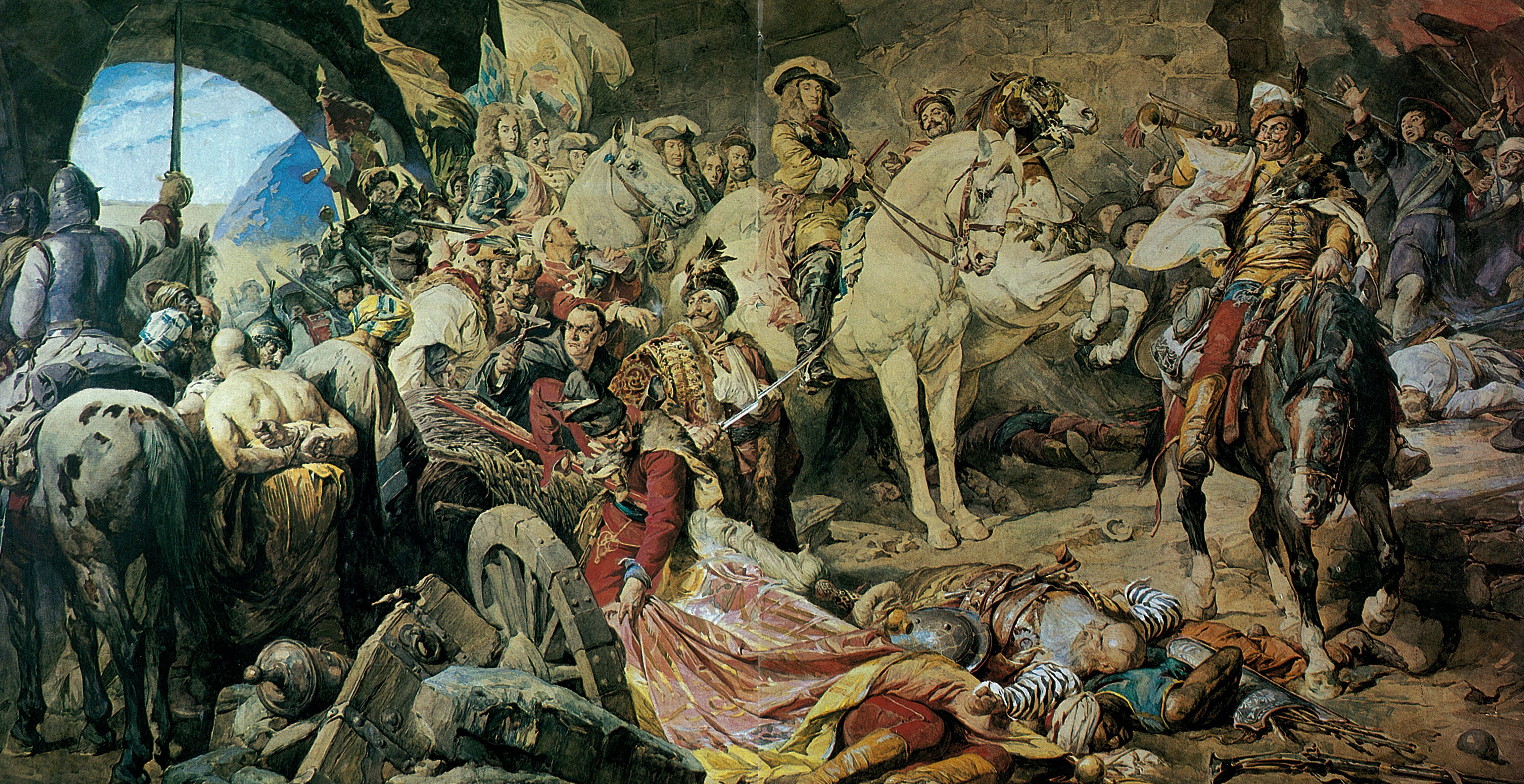 Reconquête de Buda contre les Turcs en 1686. Aquarelle du Gyula Benczur. (MMB)