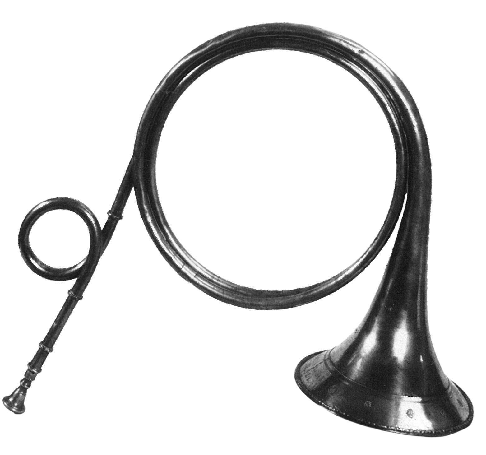 Abbildung 1Jagd-Waldhorn in D alto von Friedrich Ehe (Meisterrecht 1697, gest. 1743). Mit zylindrischem Mundrohr (innen...