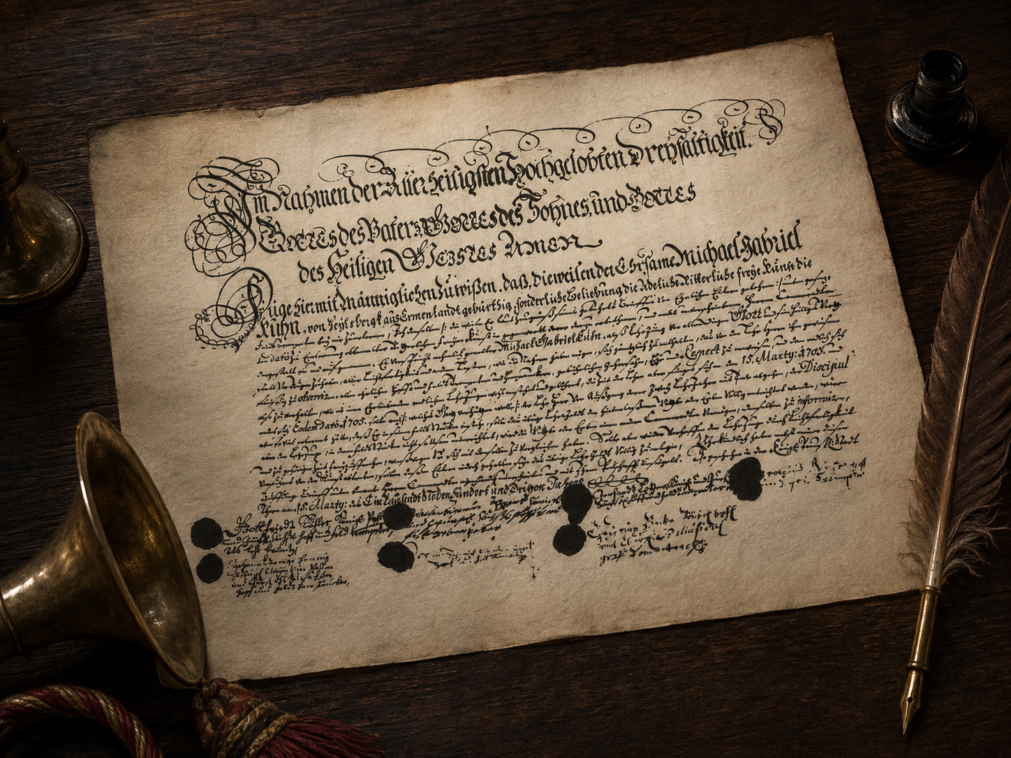 Contract of apprenticeship as Field-trumpeter 1703