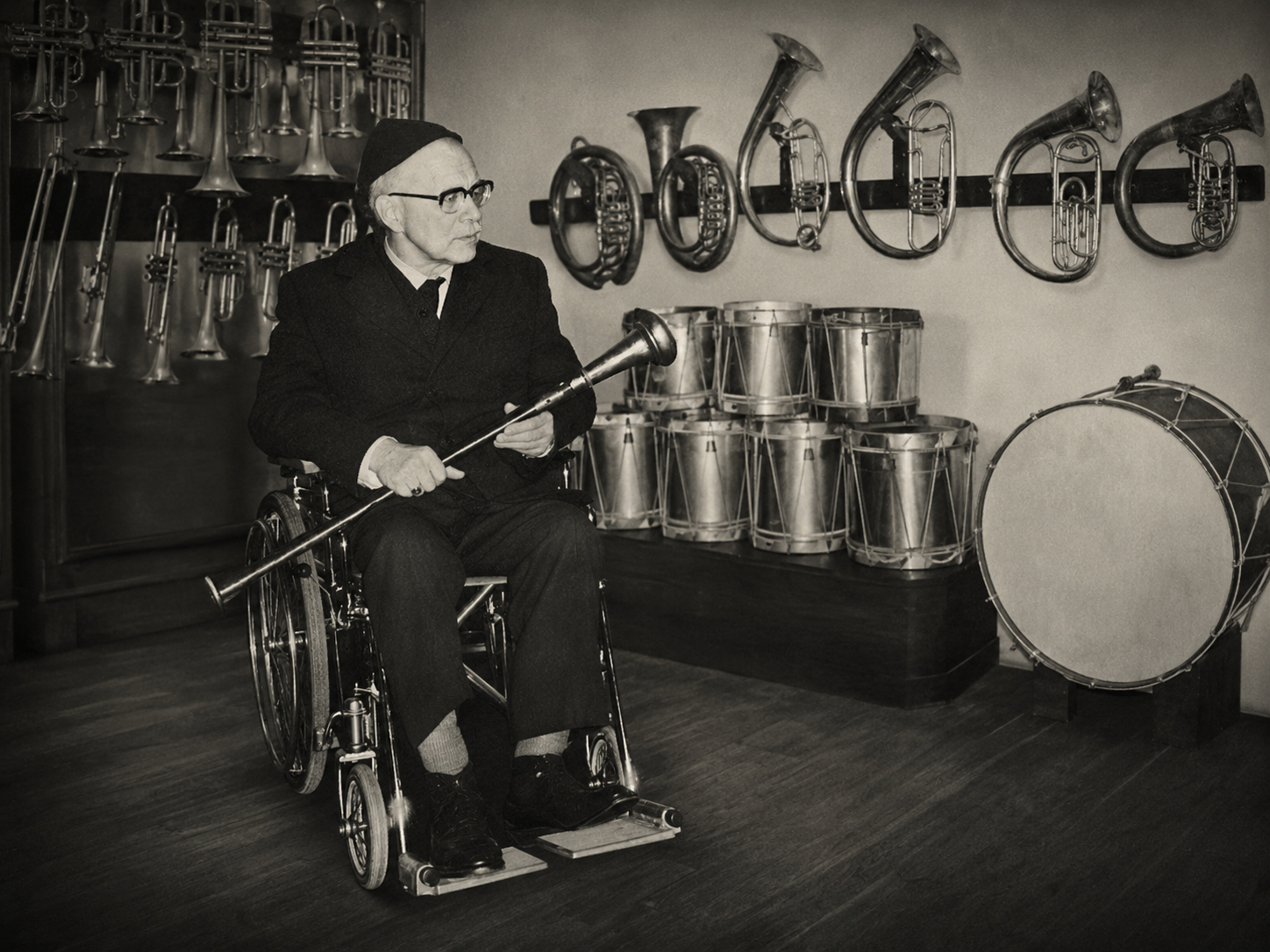 My collection of historical brass instruments and drums