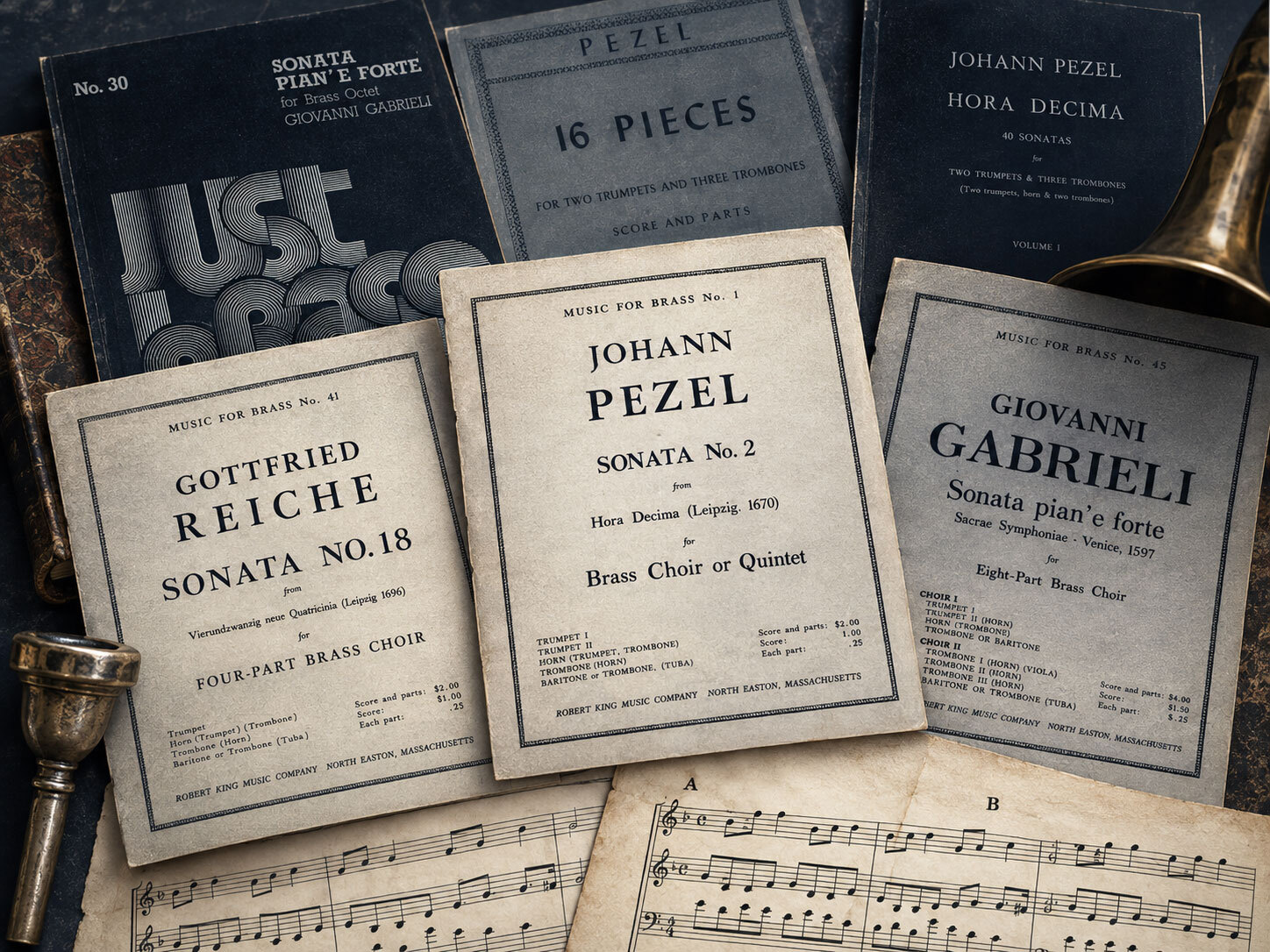 Modern editions of original 17th-century brass ensemble music